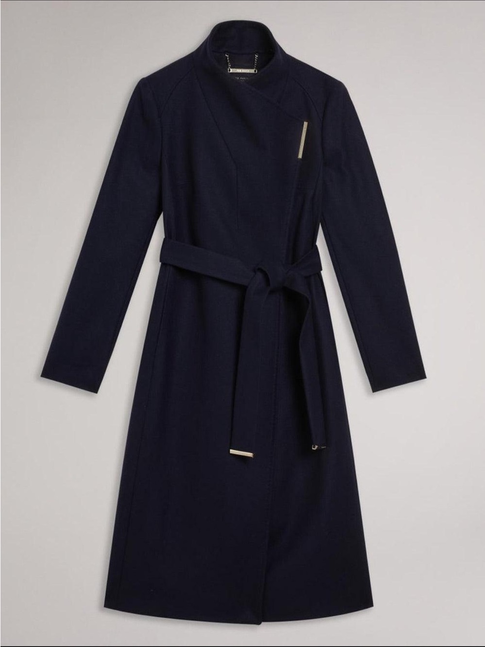 Ted Baker Wool-Blend Long Trench Coat - Navy